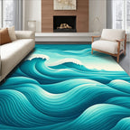 Ocean Wave Art Inspired Design Rug