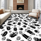 Scribbled Boxing Glove Flower Pattern Rug