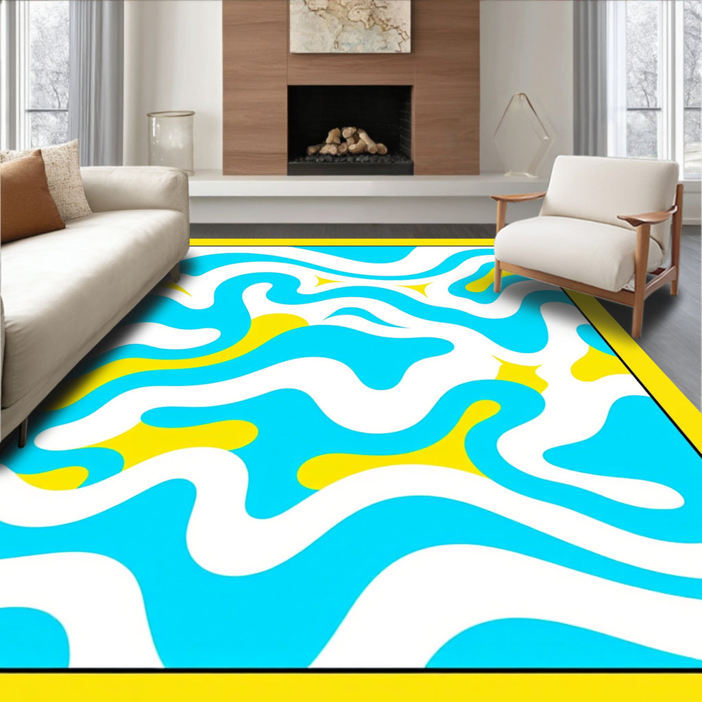 Abstract Swirling Waves Pattern Rug