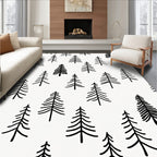 Simple Black Pine Tree Forest Rug