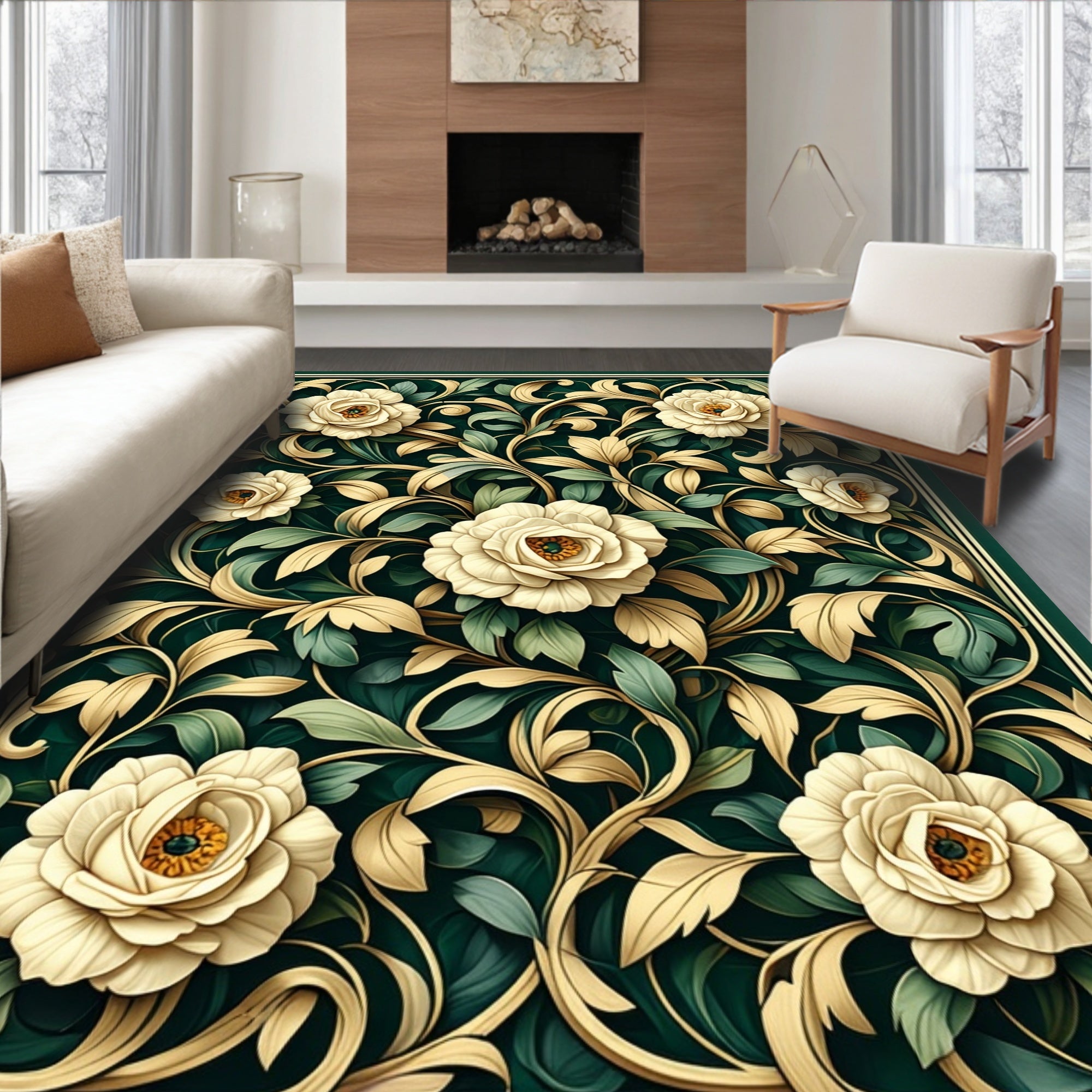 Art Nouveau Floral Pattern Rug