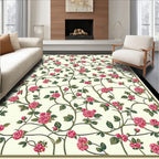 Rose Vine Patterned Floral Rug