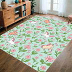 Whimsical Unicorn Floral Garden Pattern Rug