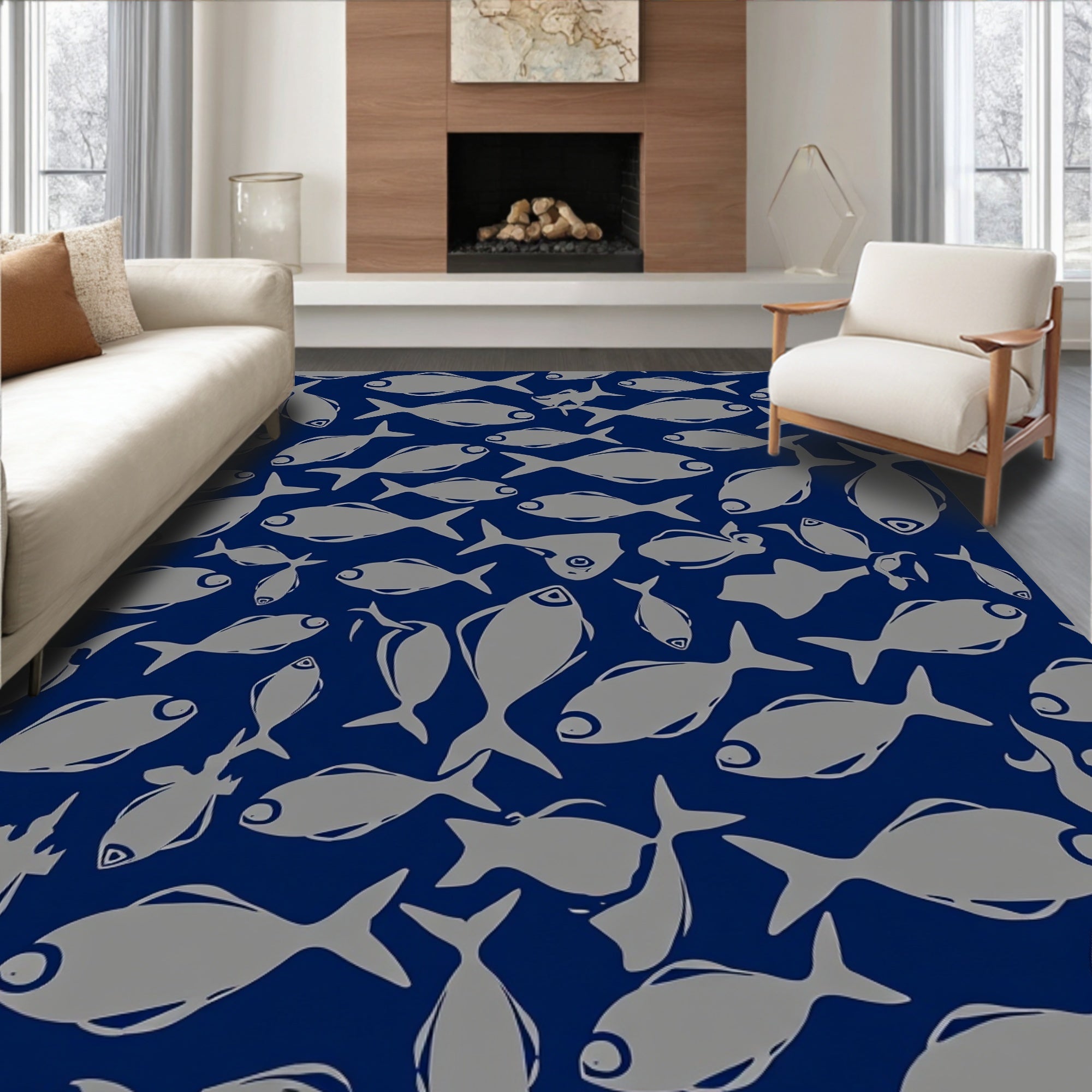 School Of Fish Pattern Rug