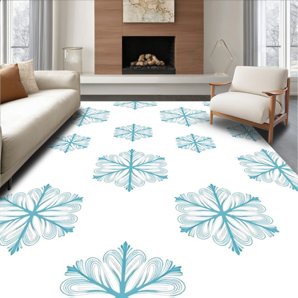 Aqua Snowflake Mosaic Repeat Rug