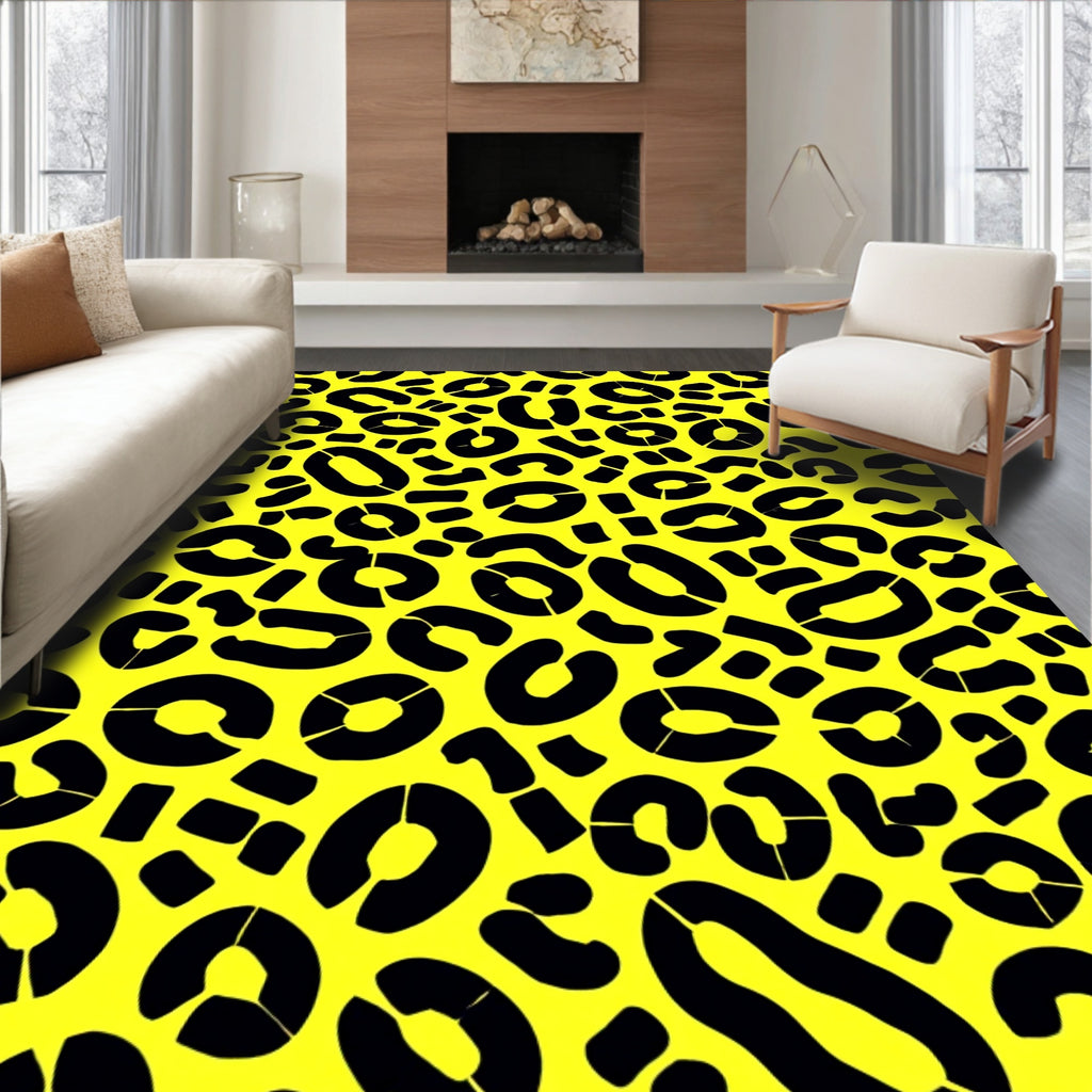 Bold Black Leopard Spots Design Rug