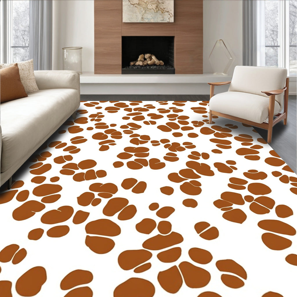 Brown Abstract Blob Pattern Rug