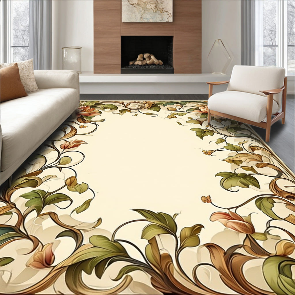 Ornate Floral Vine Pattern Rug