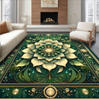 Intricate Emerald Floral Mandala Design Rug