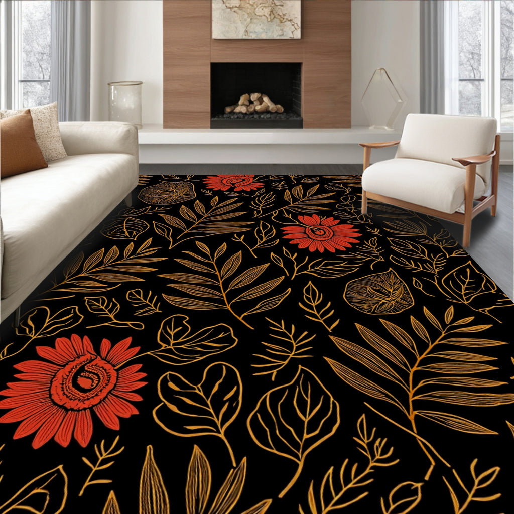 Floral Botanic Line Art Rug