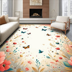 Whimsical Butterfly and Floral Garden Design Rug