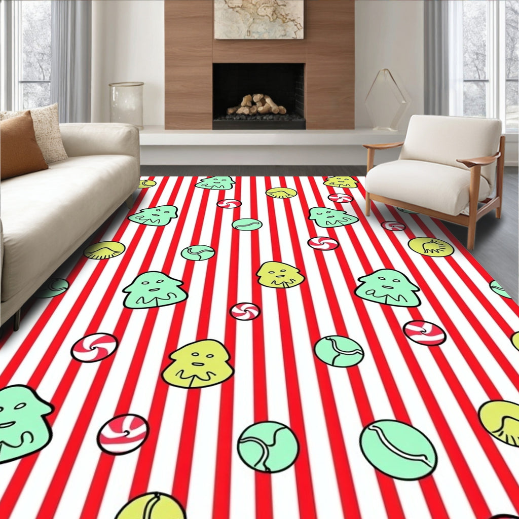 Red Striped Holiday Treat Scatter Rug