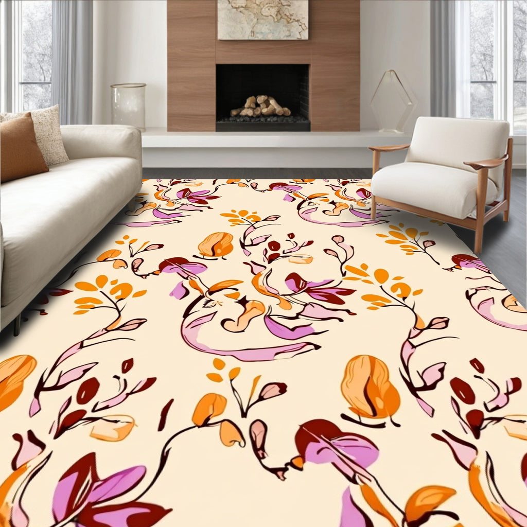 Whimsical Floral Abstract Pattern Rug