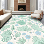 Refreshing Mint Sky Blue Floral Pattern Rug