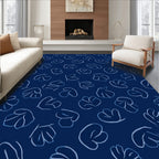 Abstract Blue Floral Line Art Rug