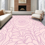 Delicate Pink Rose Outline Pattern Rug