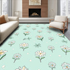 Daisies Pattern With Light Blue Background Rug