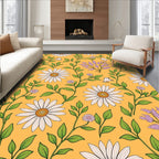 Daisies Lavender Birds Vines Pattern Rug
