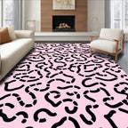 Abstract Swirls Pink Black Curve Pattern Rug