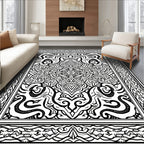Black White Intricate Mandala Design Rug