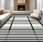 Sharp Black White Grid Lines Rug