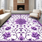 Ornate Purple Floral Scroll Rug