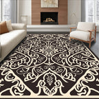 Ornate Swirls and Floral Scrollwork Design Rug