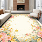 Pastel Floral Vine Scroll Rug