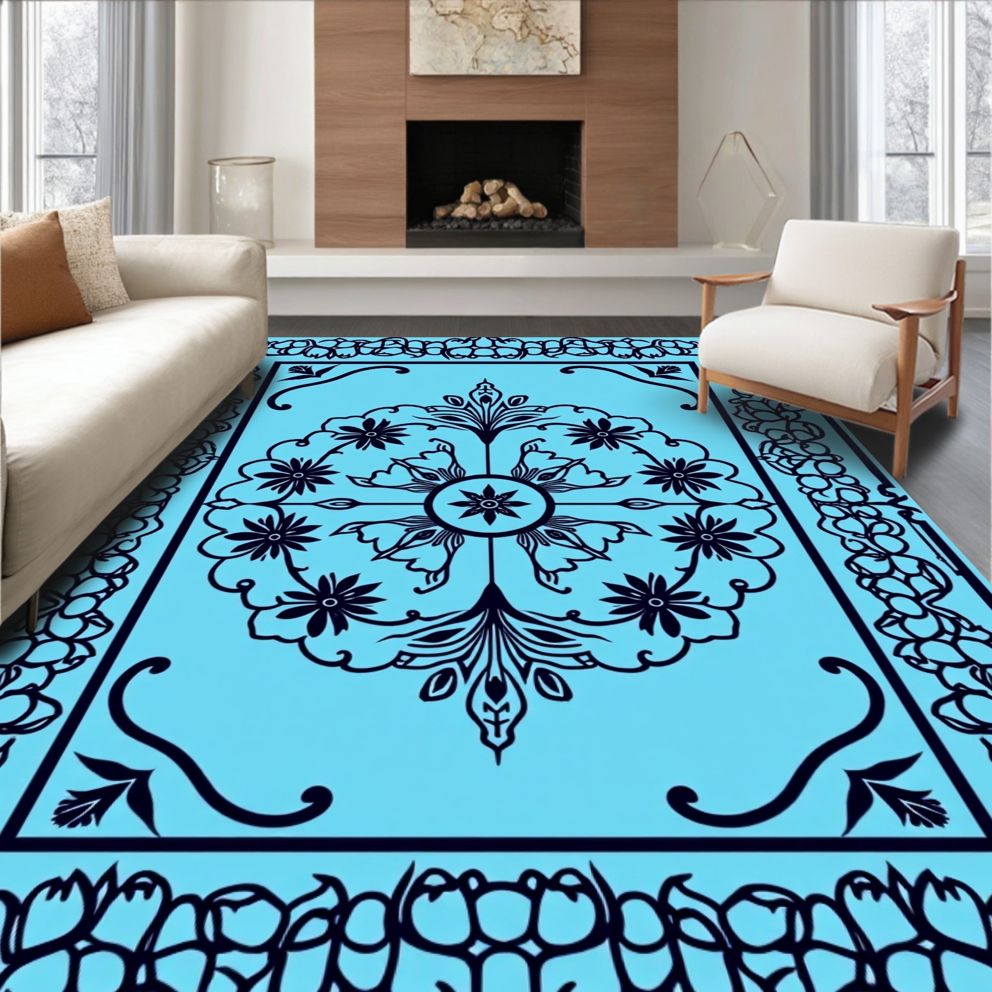 Floral Medallion Pattern Rug