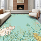 Whimsical Cats And Floral Vines Rug