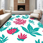 Vibrant Floral Leaf Pattern Rug