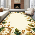 Gilded Foliage Scroll Floral Pattern Rug