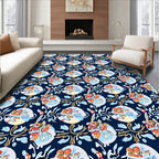 Artistic Floral Blue Design Rug