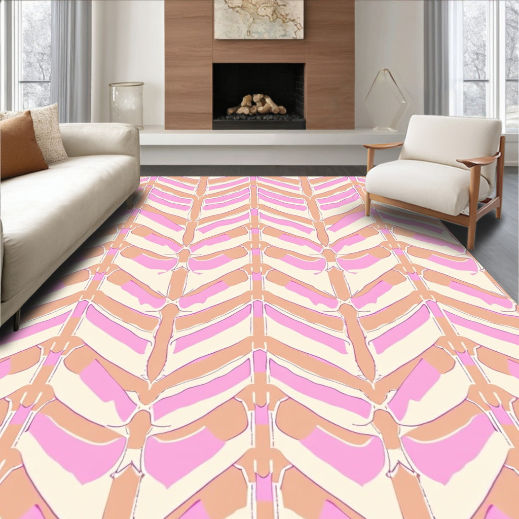 Abstract Pink Organic Geometric Design Rug