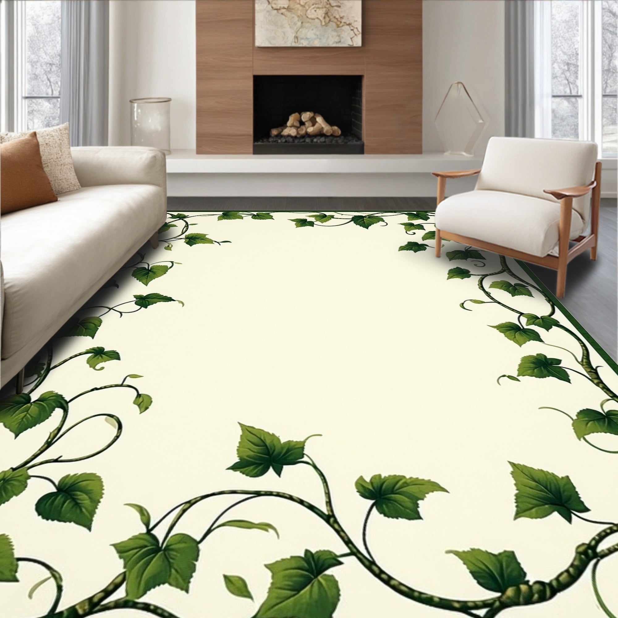 Vine Leaf Elegant Border Design Rug