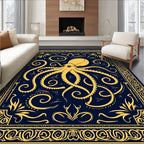 Navy Yellow Octopus Ornamental Pattern Rug
