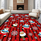 Jolly Santa Claus Red Snowflakes Medley Rug