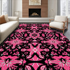 Bold Pink Ornamental Symmetry Pattern Rug