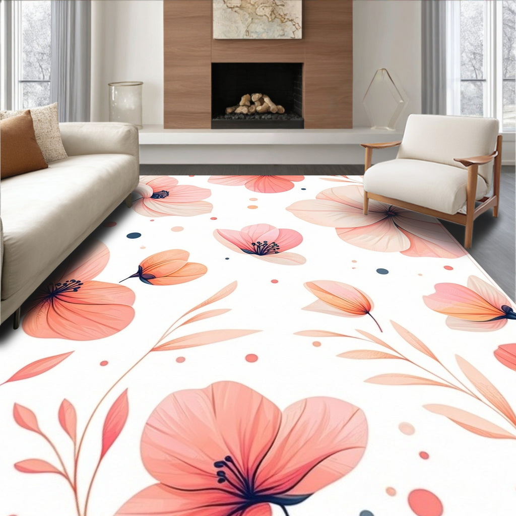 Delicate Coral Petal Blossom Design Rug