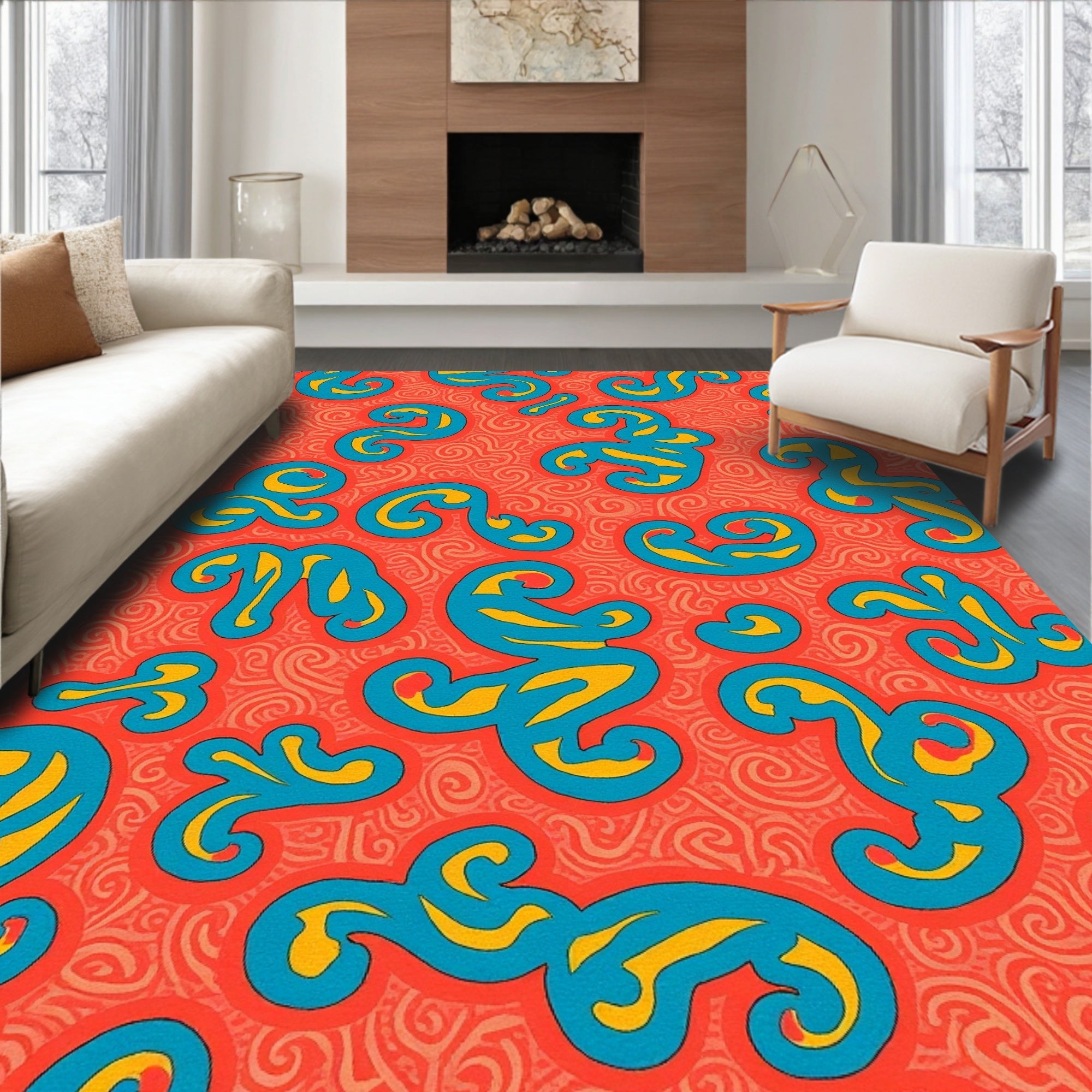 Bold Abstract Swirls Pattern Rug