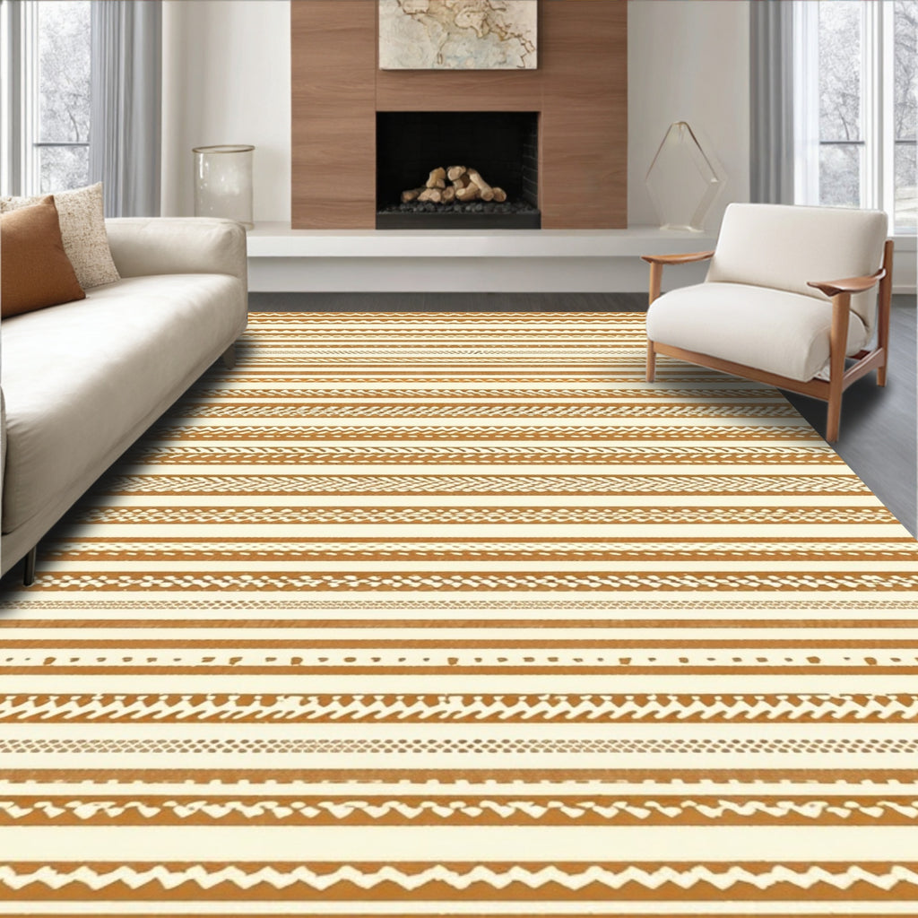 Textured Stripe Patterned Ethnic Rug