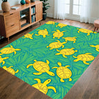 Yellow Turtles Green Foliage Pattern Rug