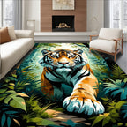 Vibrant Jungle Tiger Portrait Rug