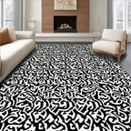 Intricate Black White Organic Abstract Pattern Rug
