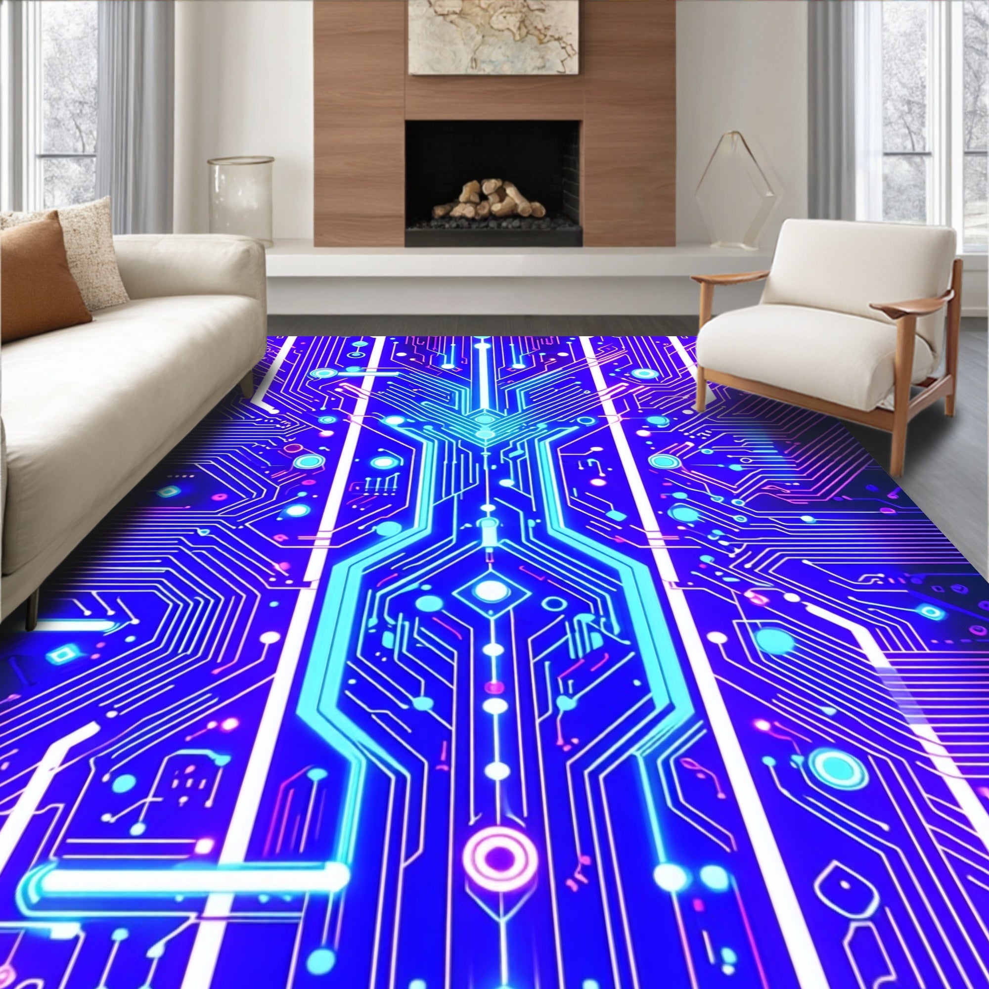 Electric Circuit Board Pattern Rug