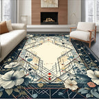 Art Deco Floral Geometric Pattern Rug
