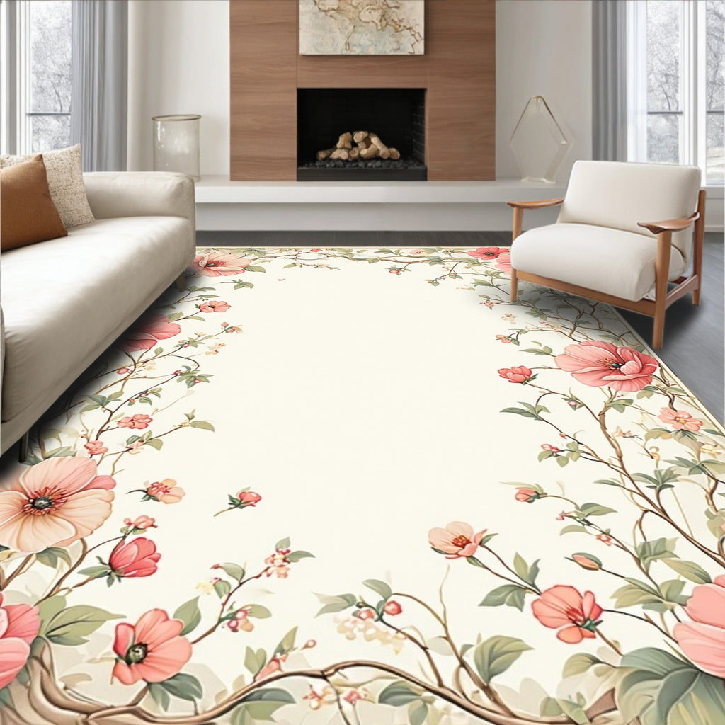 Vintage Floral Botanical Garden Design Rug