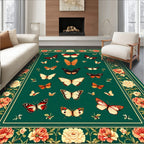 Elegant Butterfly Floral Pattern Rug
