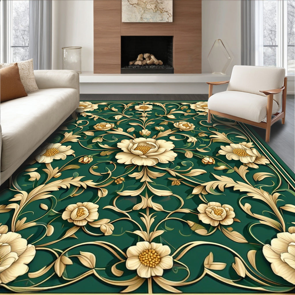 Ornate Floral Scrollwork Pattern Rug