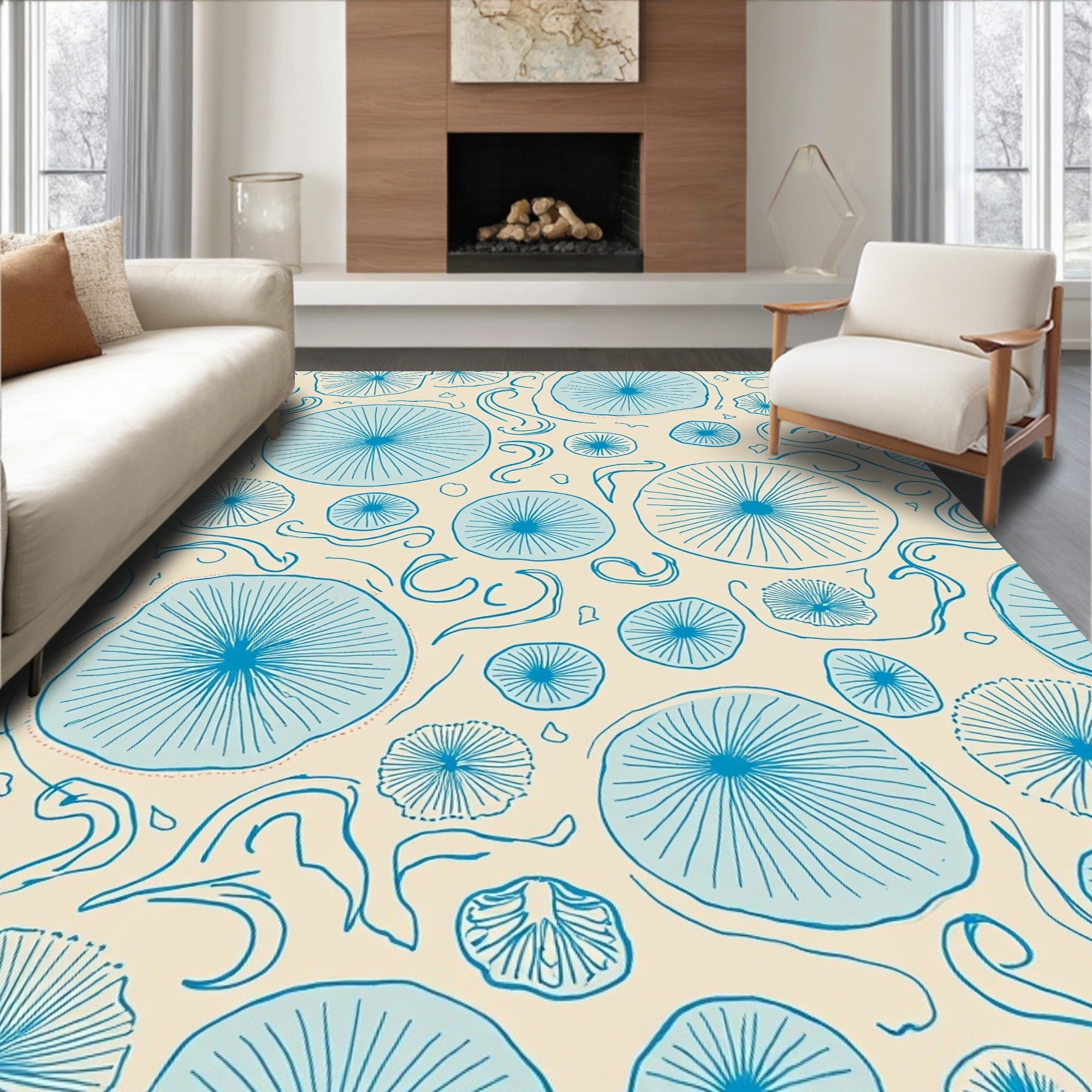 Oceanic Floral Pattern Design Rug
